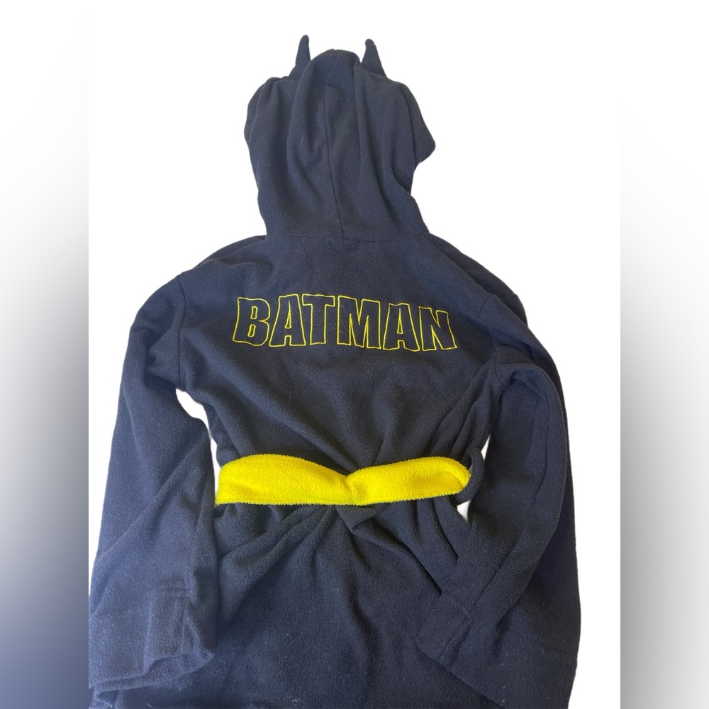 Komar Kids Batman Hooded Fleece Robe with Ears Size S (6/7) Black Yellow Belt
